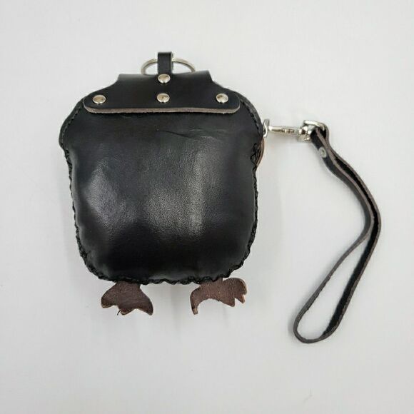 Eagle Leather Wristlet Wallet Handmade Tooled Coin Purse Keychain Western Gift - Picture 3 of 16